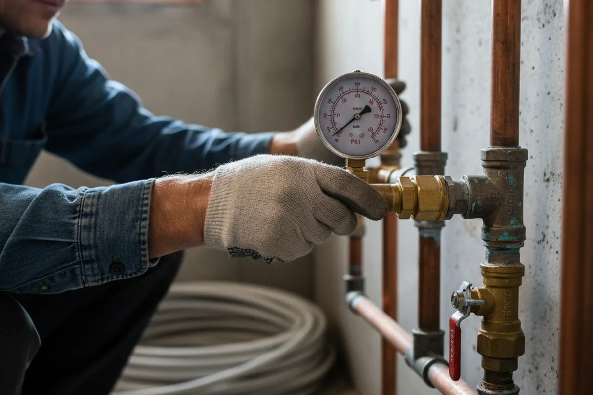 Pressure testing a repaired line during Water Line Repair in Braidwood